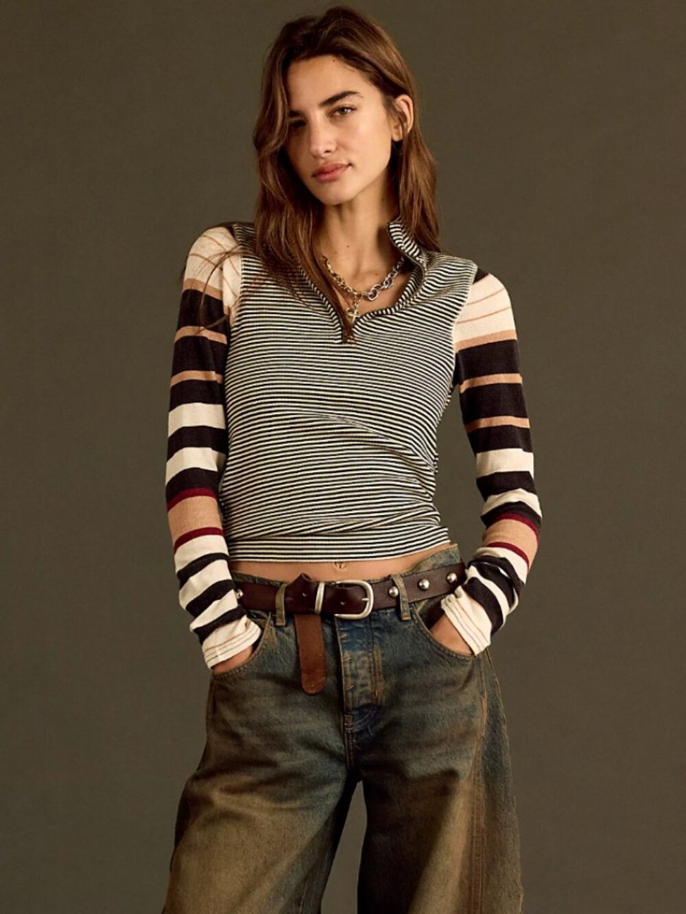 We the Free People Avery Quarter Zip Long Sleeve tee